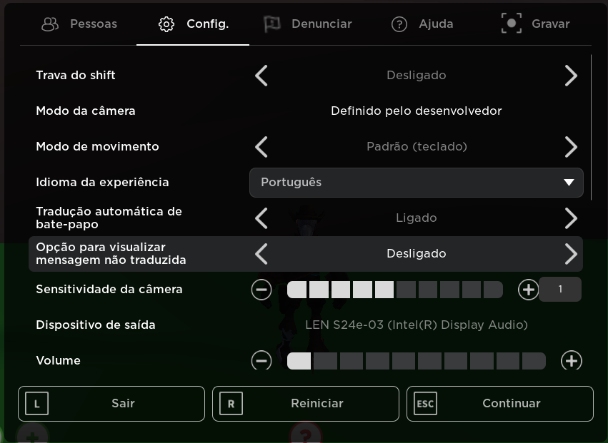 configurações de tradução automática desligado